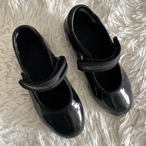 DTTROL Girls Mary Jane Black Patent Shiny Dance Tap Shoes Size 9